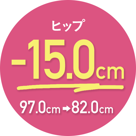 ヒップ -15.0cm 97.0cm→82.0cm